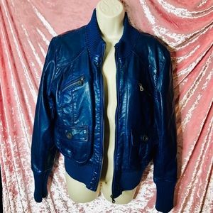 Blue leather jacket